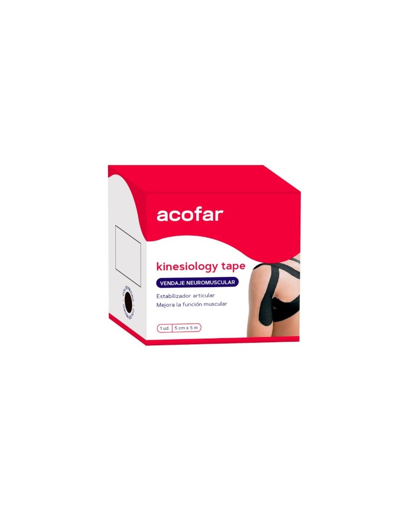 ACOFARSPORT KINESIO TAPE 5CM X 5M NEGRO 1UN      