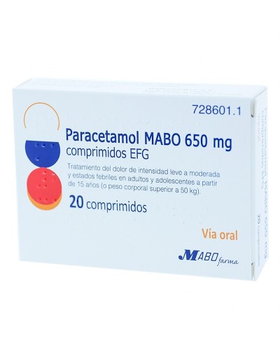 PARACETAMOL MABO 650 MG EFG 20 COMP