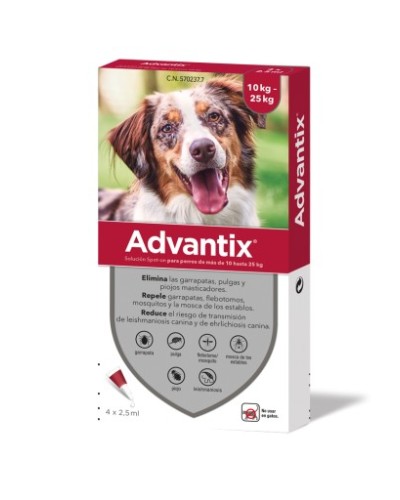 BAYER ADVANTIX DE 10 A 25KG 4 PIPETAS 2.5ML
