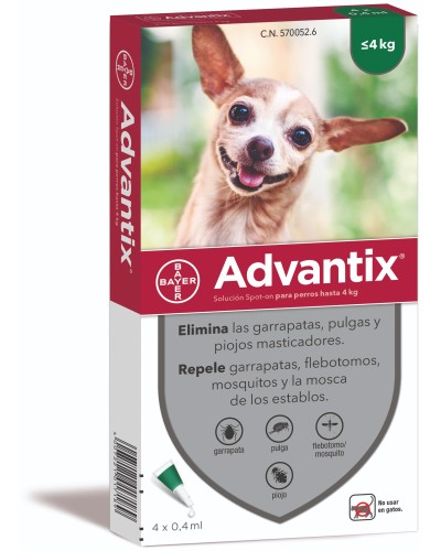 ADVANTIX HASTA 4KG 4 PIPETAS 0,4ML