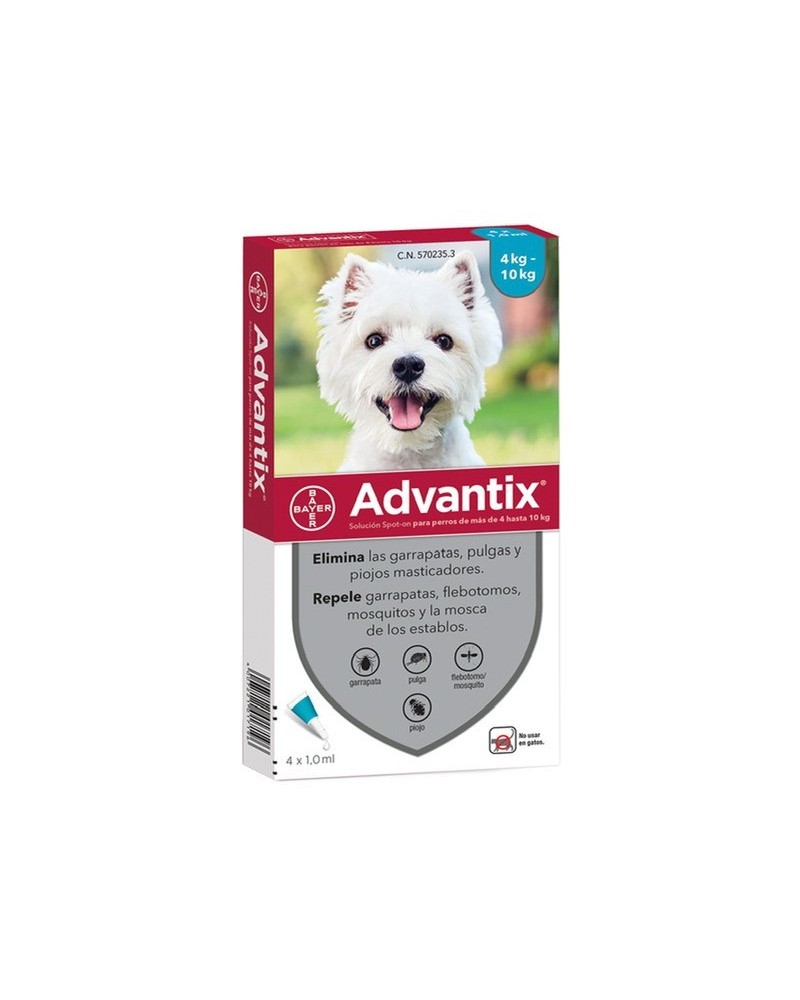 BAYER ADVANTIX DE 4 A 10KG 4 PIPETAS 1ML