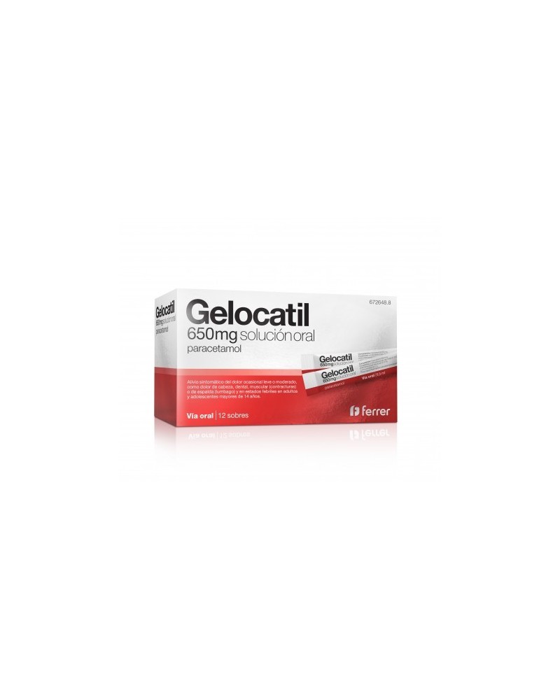 GELOCATIL 650 MG SOL ORAL 12 SOB